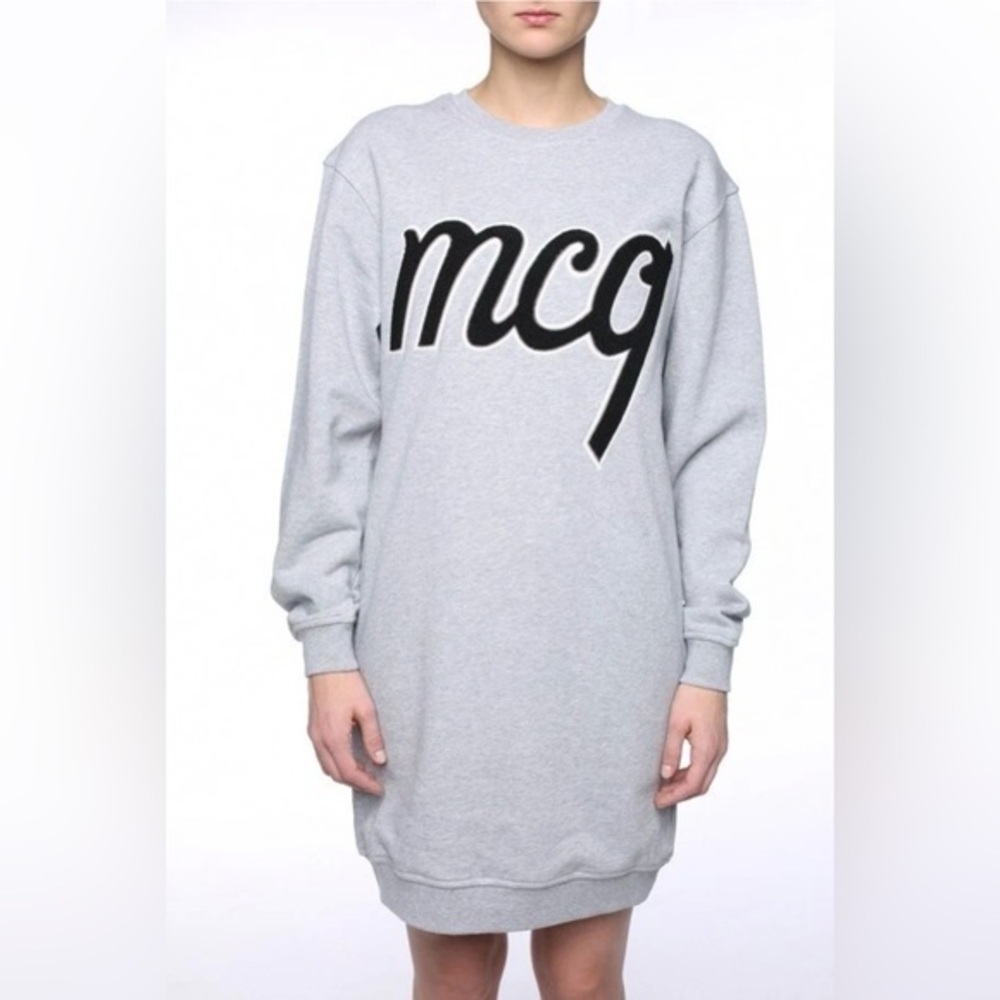 McQ Alexander McQueen Cotton Sweatshirt Dress Grey Size XS